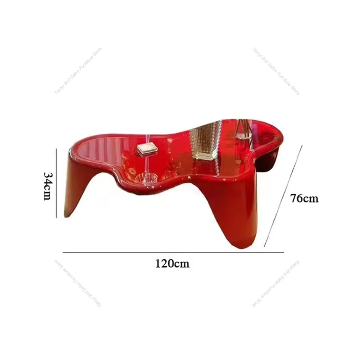 FYCT Couchtisch in Rot im skandinavischen Design aus Kunststoff mit organischer Form - Bild 5