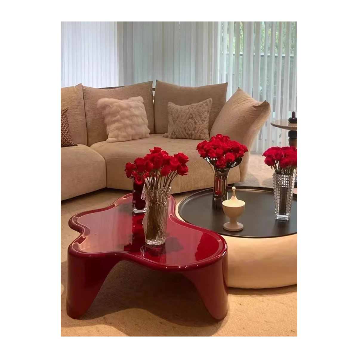 FYCT Couchtisch in Rot im skandinavischen Design aus Kunststoff mit organischer Form - Bild 6