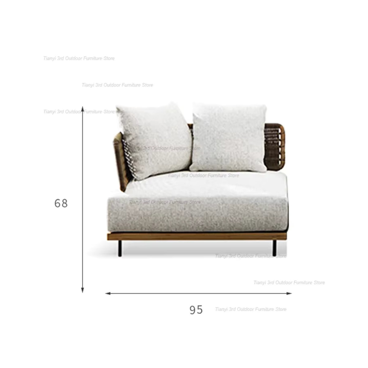 FYOS Moderne Gartensofa im Italienischen Stil aus Massivholz und Rattan in Weiß - Bild 3