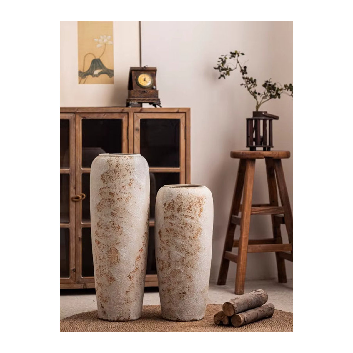 FYVA Keramik-Standvase im Wabi-Sabi-Stil, beige, abstraktes Design, zylindrisch und unregelmäßig geformt - Bild 7