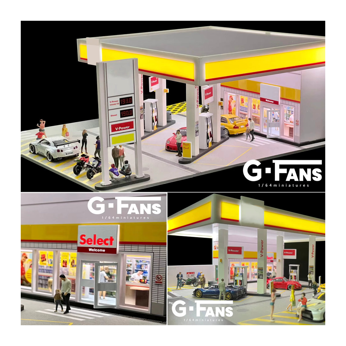 G Fans Miniatur Auto Garage im 1/64 Maßstab als Diorama Modell aus Metall und Kunststoff, mehrfarbig - Bild 1