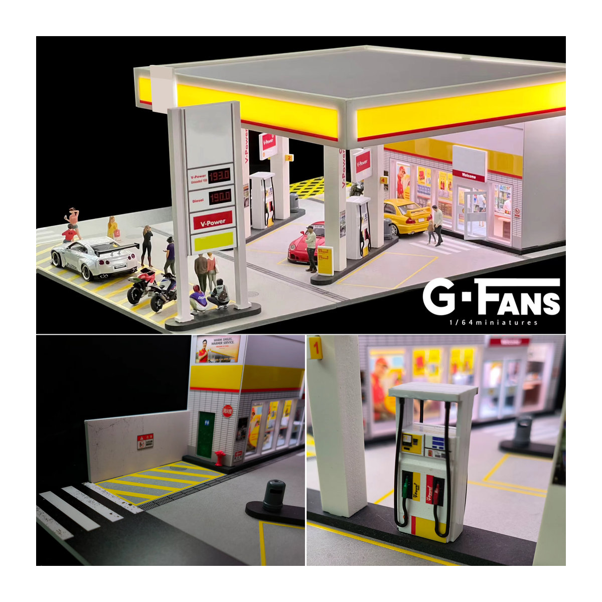 G Fans Miniatur Auto Garage im 1/64 Maßstab als Diorama Modell aus Metall und Kunststoff, mehrfarbig - Bild 2