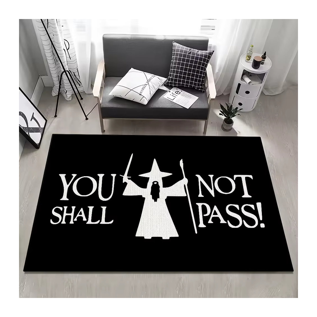 G-GandalfS You Shall Not Pass kleiner Teppich, handgefertigt, tufted, rutschfest, schwarz - Bild 5