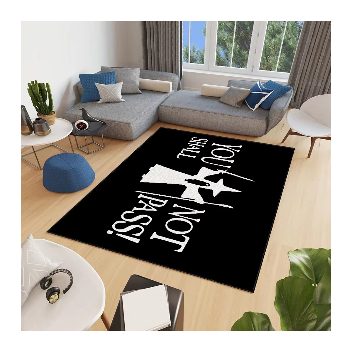 G-GandalfS You Shall Not Pass kleiner Teppich, handgefertigt, tufted, rutschfest, schwarz - Bild 6
