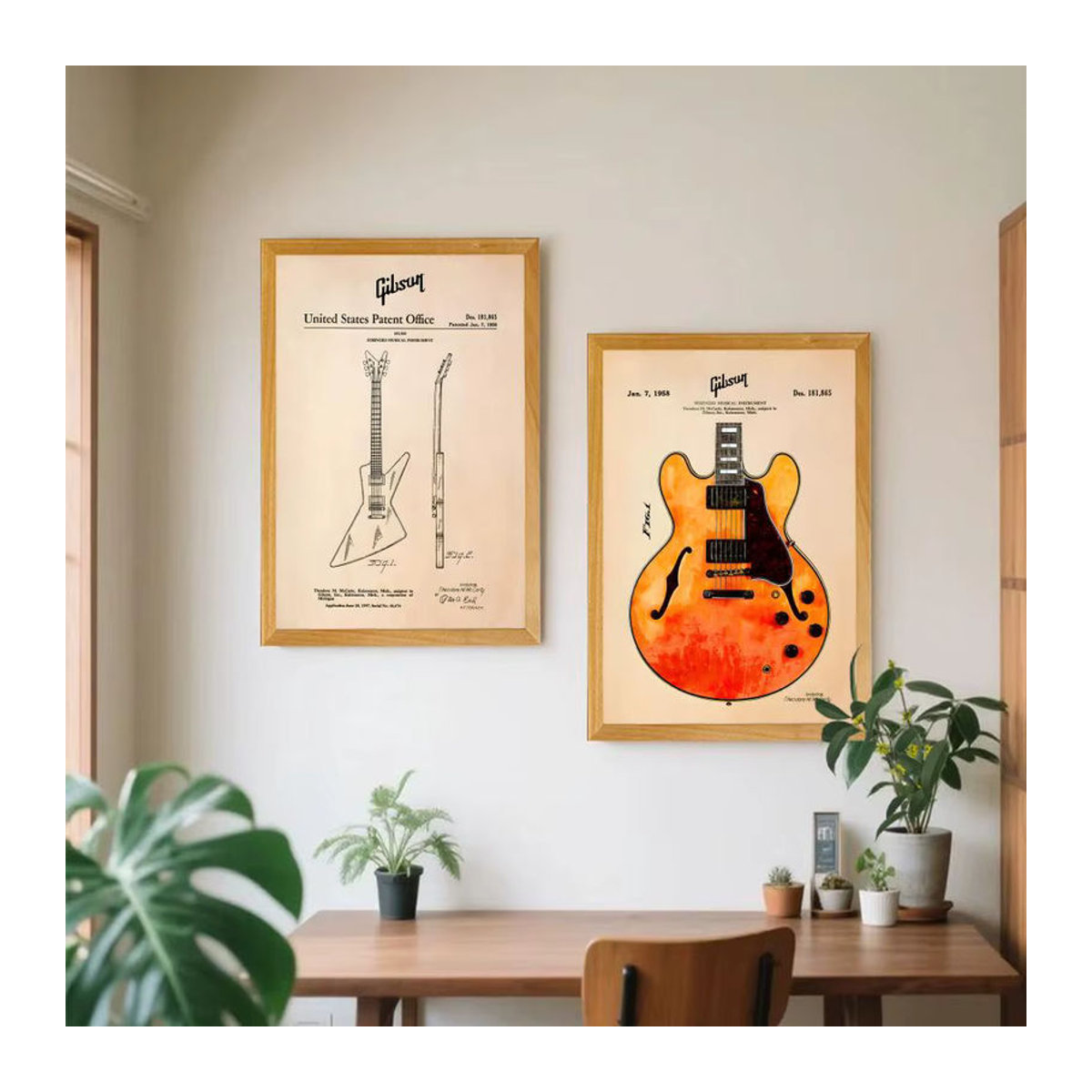 G-Gibson Gitarrenposter im Vintage-Stil, HD-Anime Wanddeko, selbstklebend, mehrfarbig, rechteckig, Hochformat - Bild 3