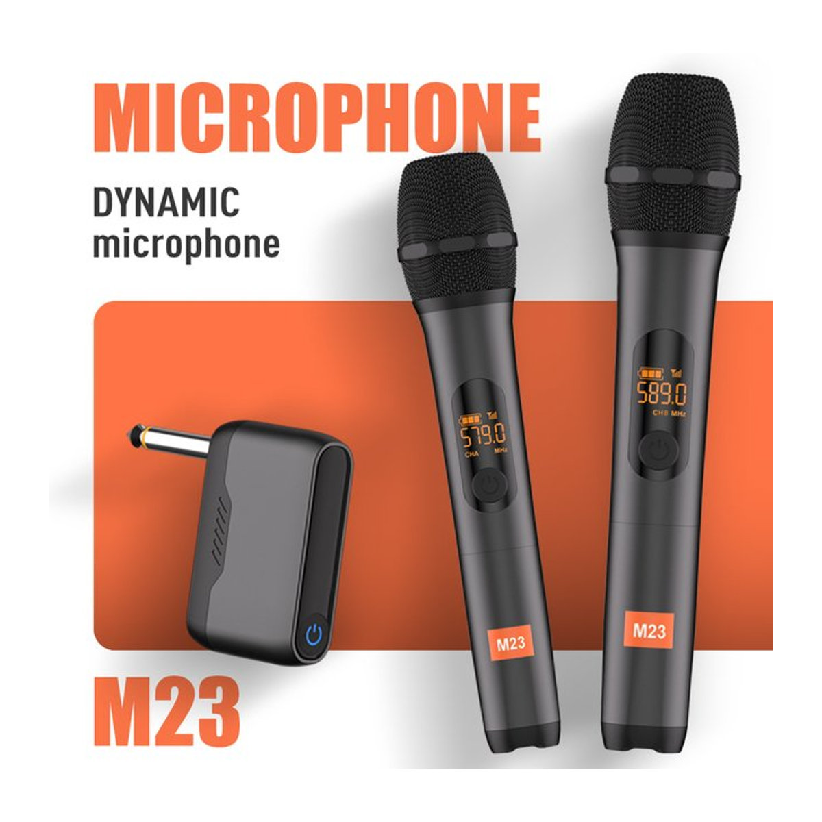 G-MARK Mikrofon Wireless M23 UHF 2-Kanal-Karaoke-System mit eingebauter Lithiumbatterie und schnurlosen Handmikrofonen in Schwarz - Bild 1