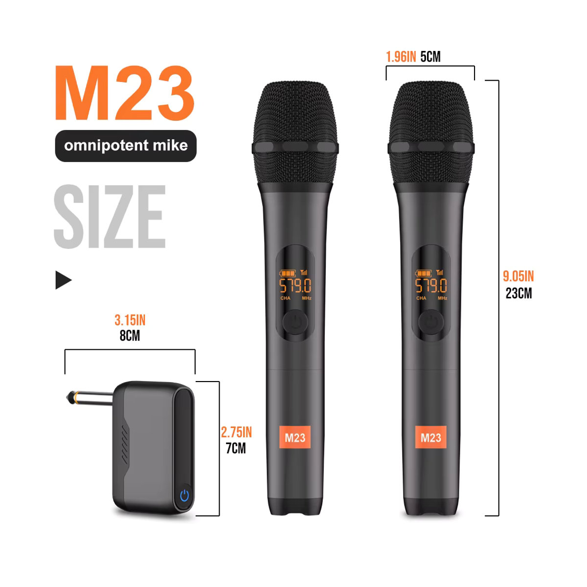 G-MARK Mikrofon Wireless M23 UHF 2-Kanal-Karaoke-System mit eingebauter Lithiumbatterie und schnurlosen Handmikrofonen in Schwarz - Bild 5