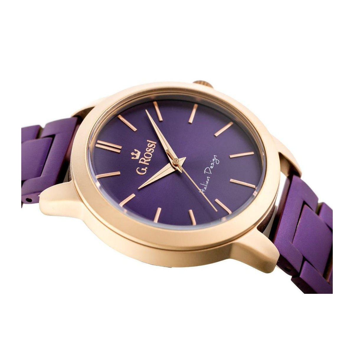 G. ROSSI Armbanduhr 10659B in Lila und Gold mit Quarzwerk und Metallarmband inklusive Box - Bild 4
