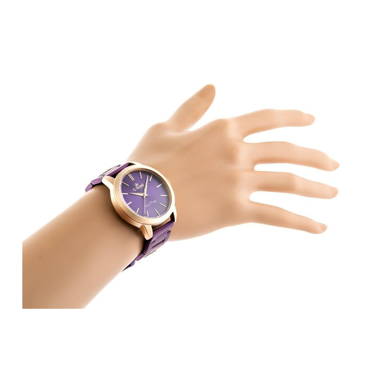 G. ROSSI Armbanduhr 10659B in Lila und Gold mit Quarzwerk und Metallarmband inklusive Box - Bild 5