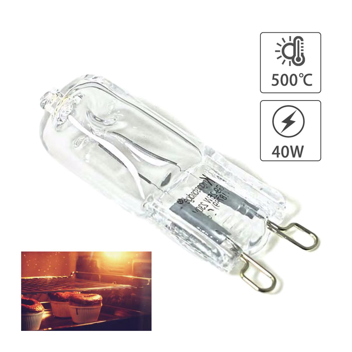 G9 Ofen Glühbirne 40W aus Glas für hohe Temperaturen zur Ofenbeleuchtung - Bild 4