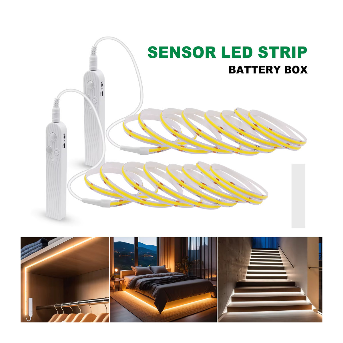 GAHADA LED COB Lichtstreifen mit Bewegungssensor, USB Wireless DC 5V, 320 LEDs, Nachtlicht für Küche, Treppen, Kleiderschrank und Bett - Bild 2