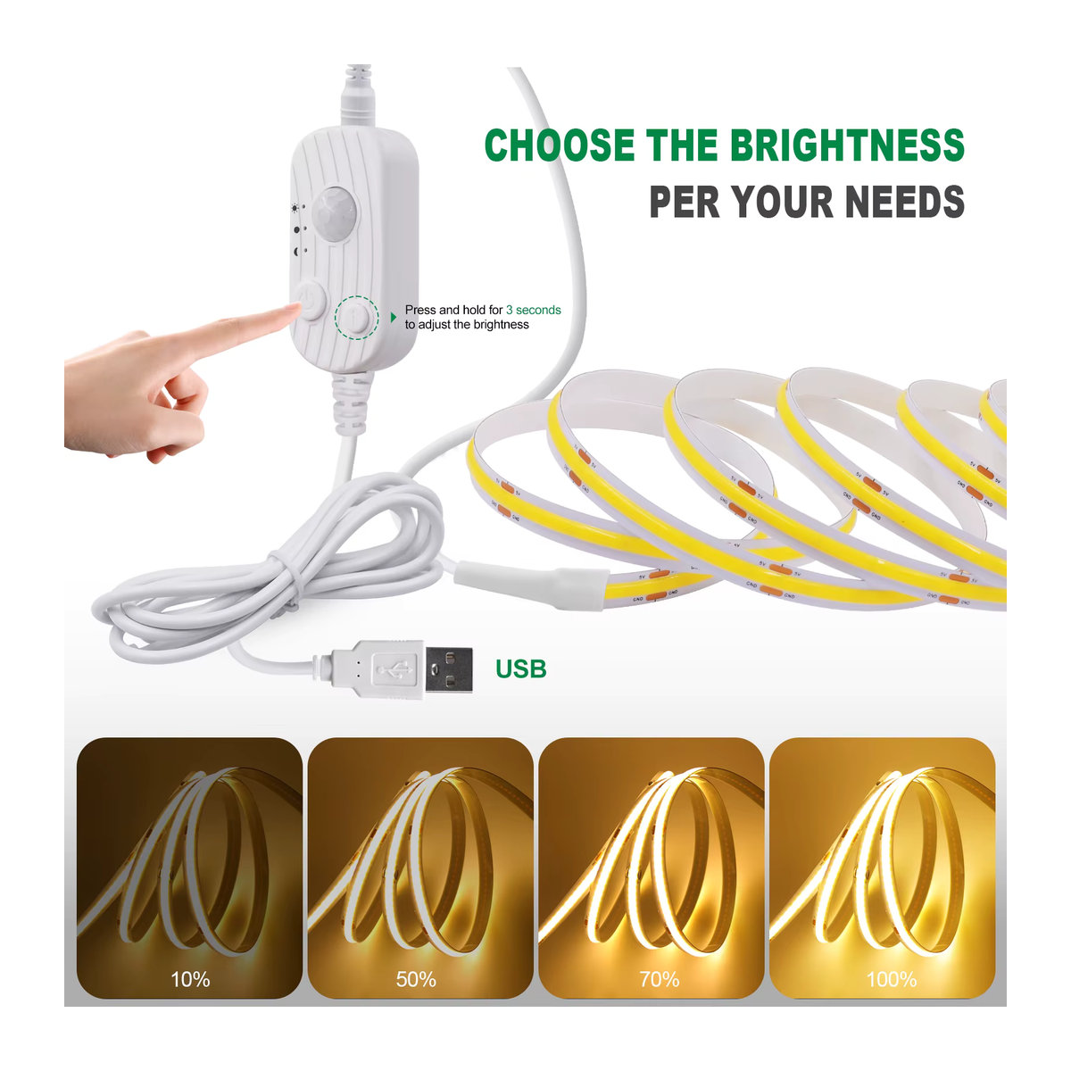 GAHADA LED COB Lichtstreifen mit Bewegungssensor, USB Wireless DC 5V, 320 LEDs, Nachtlicht für Küche, Treppen, Kleiderschrank und Bett - Bild 6