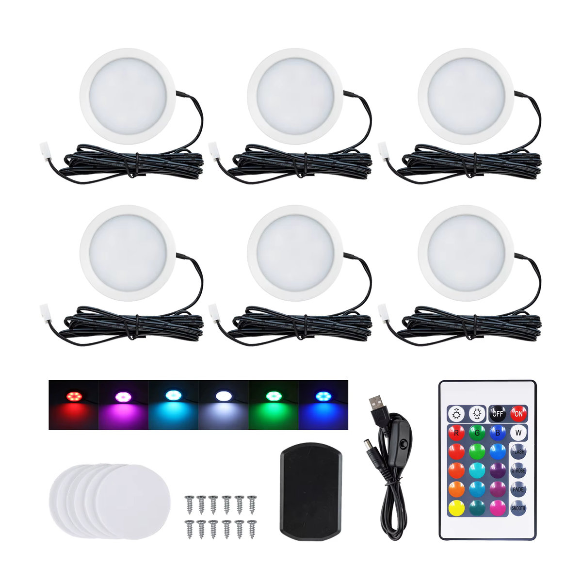 GAHADA USB RGB LED Strahler Set für Möbelbeleuchtung, ultraflach 8mm, Aluminium, Bunt mit Fernbedienung - Bild 4