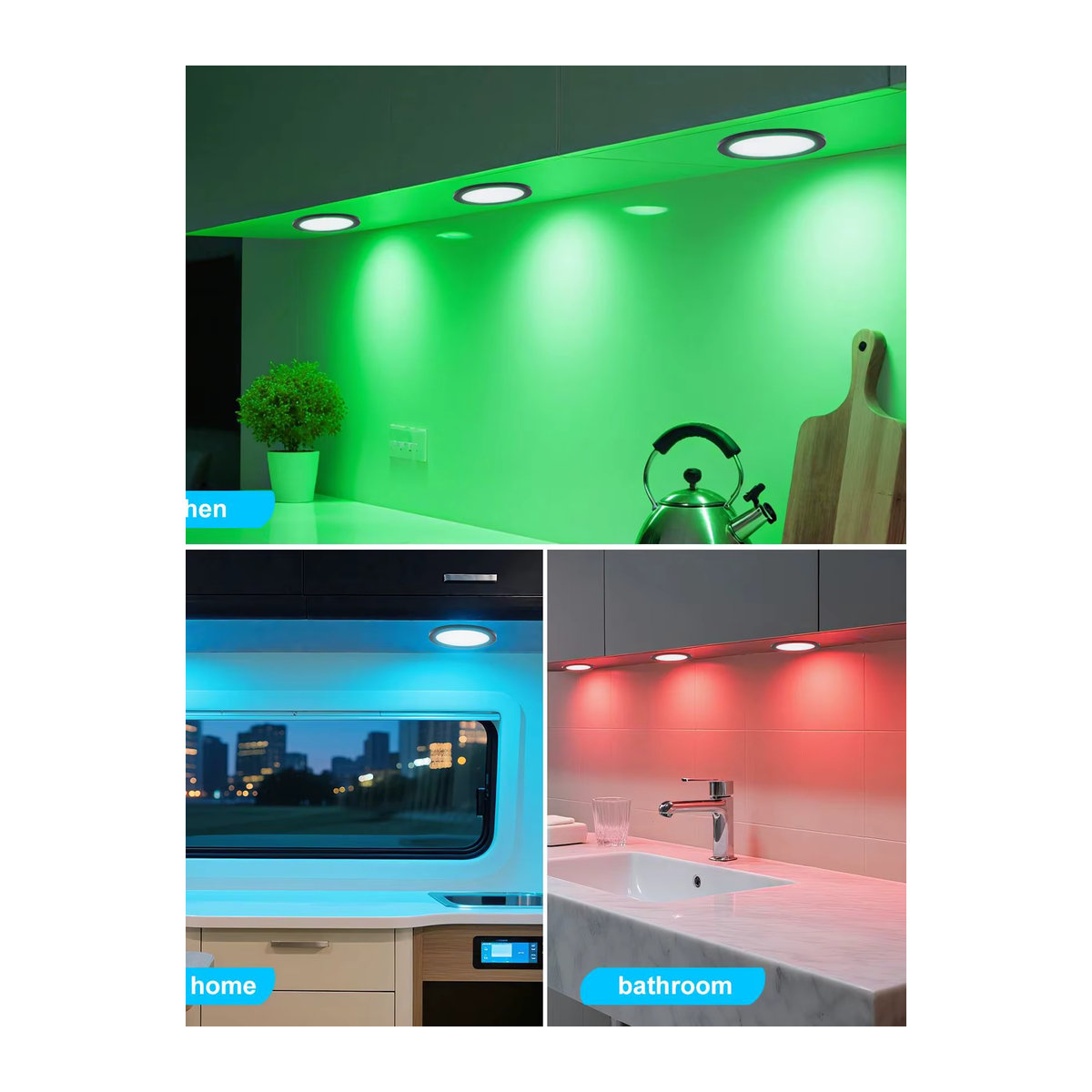 GAHADA USB RGB LED Strahler Set für Möbelbeleuchtung, ultraflach 8mm, Aluminium, Bunt mit Fernbedienung - Bild 6