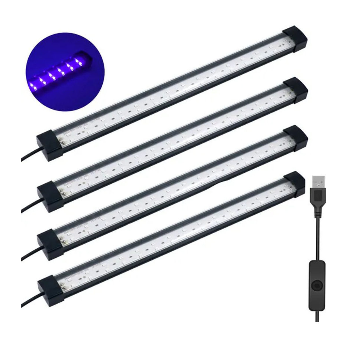 GAHADA UV-Schwarzlicht-LED-Leiste 10 W mit USB-Anschluss und Schalter, 365–390 nm, Schwarz - Bild 1