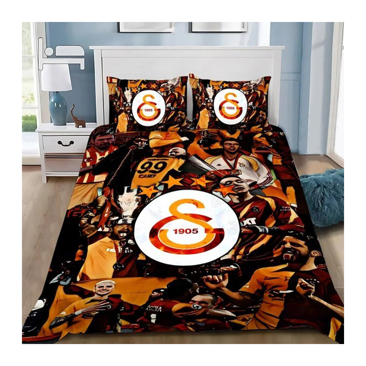 Galatasaray 3D-gedrucktes Bettwäsche-Set mit Logo, mehrfarbig, B/H: 135 x 200 cm - Bild 1