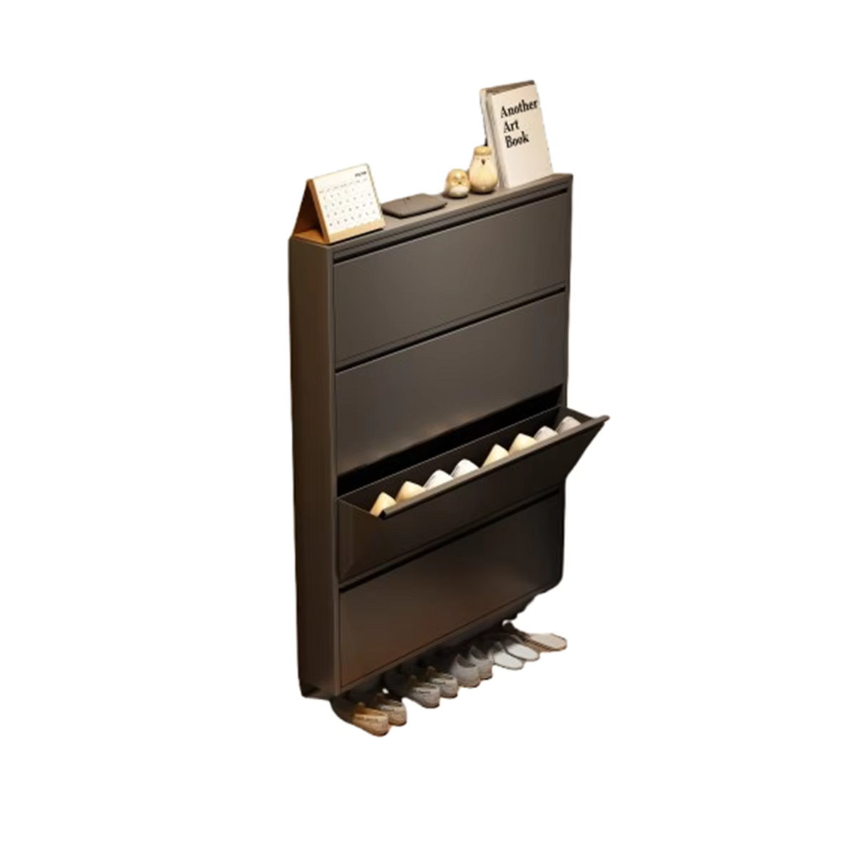 Galery Dust Eckschuhschrank in Schwarz und Anthrazit, moderner vertikaler Schuhschrank mit Schubladen für dein Wohnzimmer - Bild 4