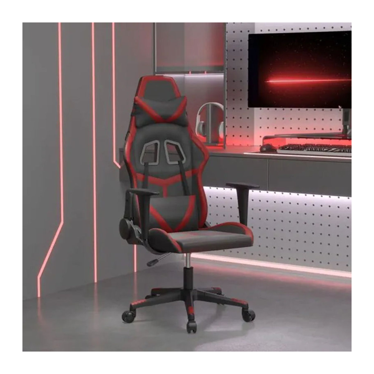 Gamingstuhl von vidaxl in Schwarz und Rot aus Kunstleder - Bild 1