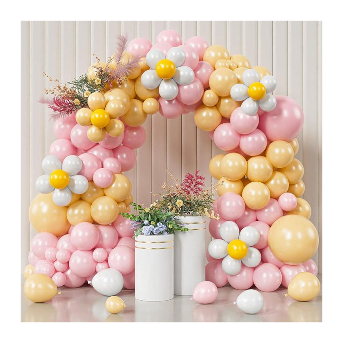 Gänseblümchen-Ballon-Girlande Set in Rosa und Mehrfarbig für Hochzeiten im Bohemian-Stil - Bild 1