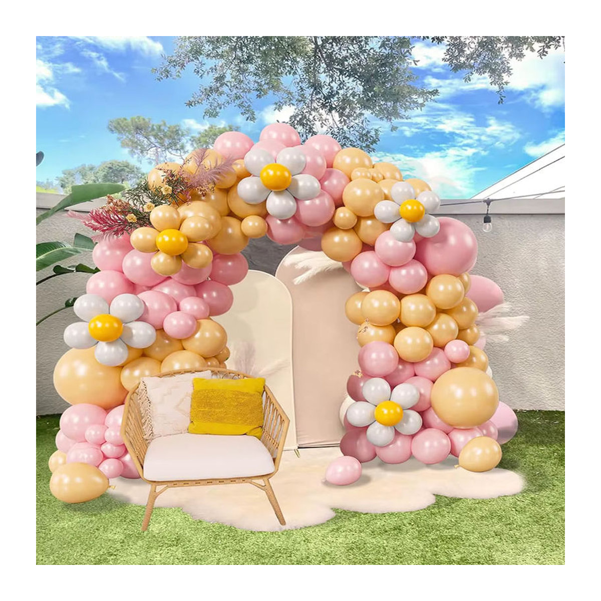 Gänseblümchen-Ballon-Girlande Set in Rosa und Mehrfarbig für Hochzeiten im Bohemian-Stil - Bild 5