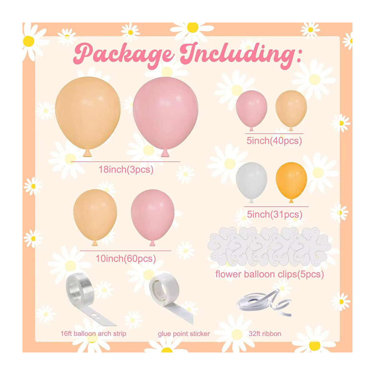 Gänseblümchen-Ballon-Girlande Set in Rosa und Mehrfarbig für Hochzeiten im Bohemian-Stil - Bild 6