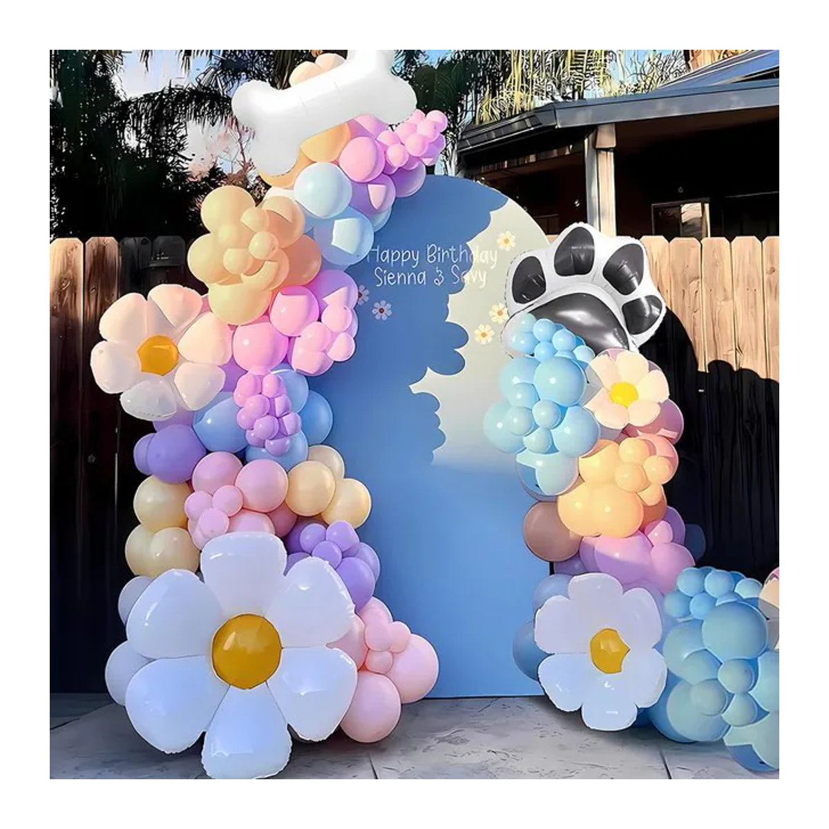 Gänseblümchen Ballon-Girlanden-Set in Macaron-Farben Rosa und Gelb für Hochzeiten, Geburtstage und Babypartys im Bohemian-Stil - Bild 1