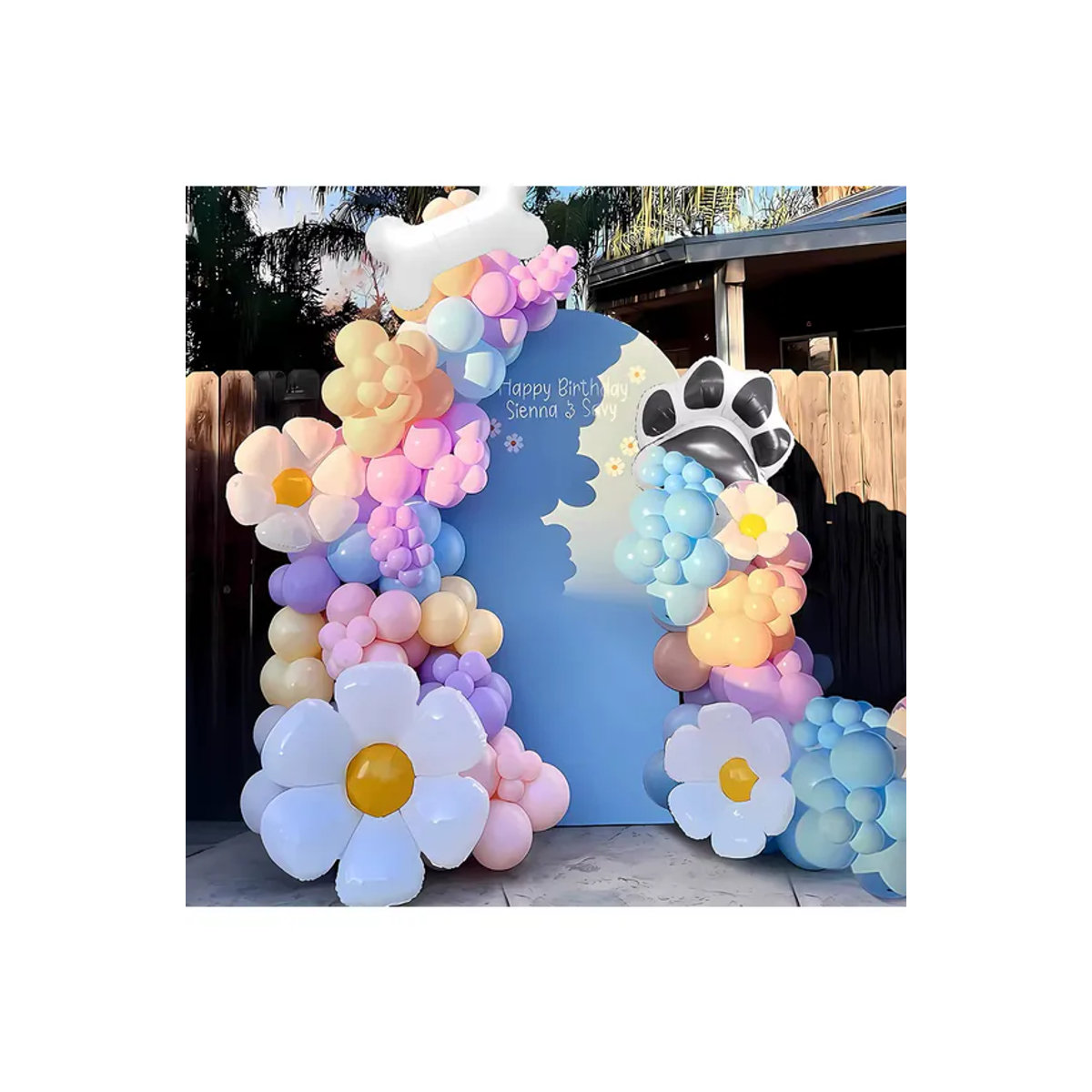 Gänseblümchen Ballon-Girlanden-Set in Macaron-Farben Rosa und Gelb für Hochzeiten, Geburtstage und Babypartys im Bohemian-Stil - Bild 4