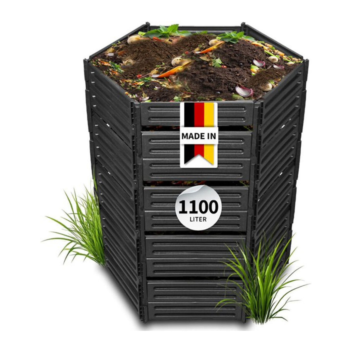 Garantia Air-King Steckkomposter aus Kunststoff, 1100 Liter, Schwarz - Bild 2