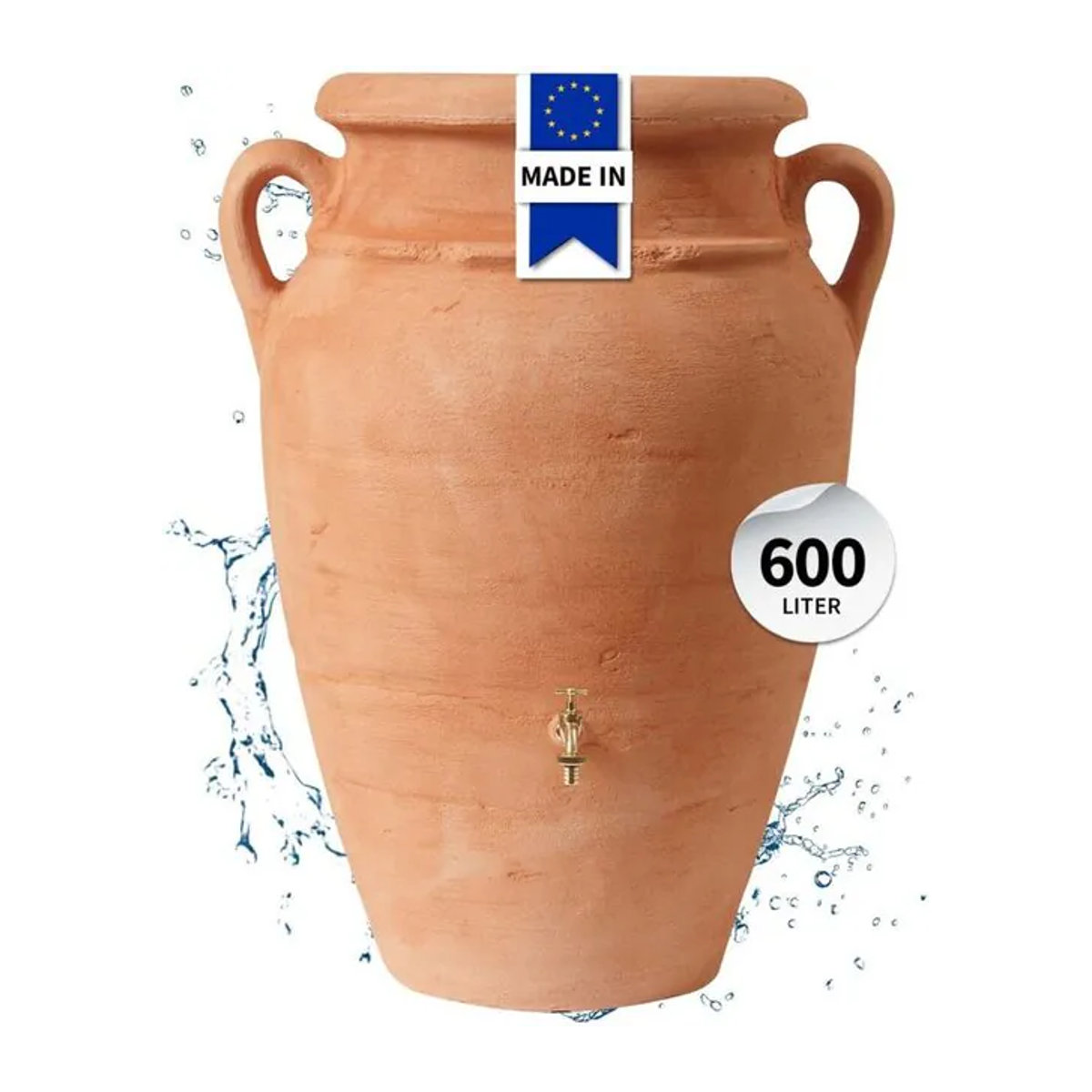 Garantia Regenspeicher Antik Amphore in Terrakotta mit integrierter Pflanzschale, 600 Liter, rund, braun-orange - Bild 5
