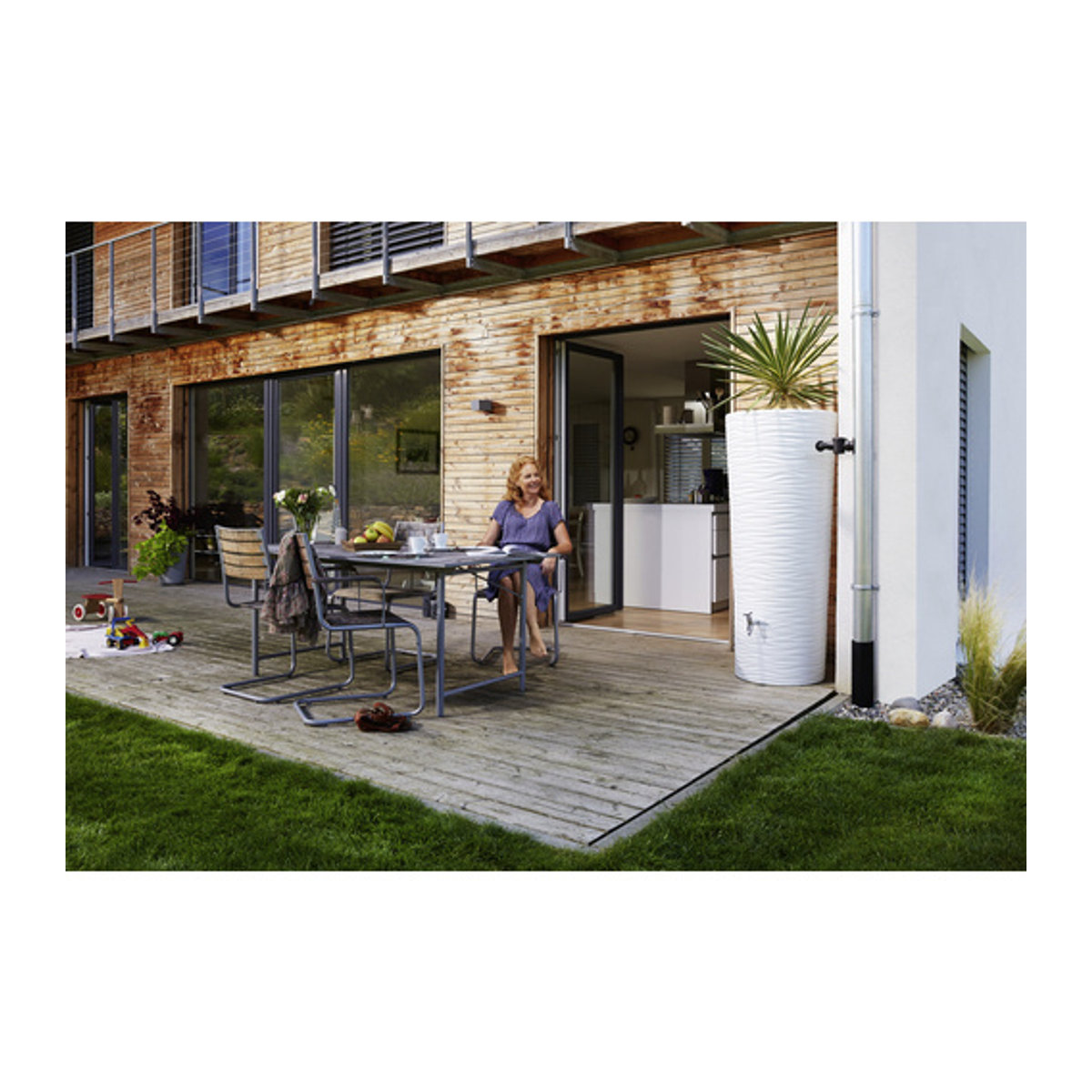 Garantia Regenspeicher Natura 2in1 mit Pflanzschale 350 Liter Arctic Weiss - Bild 2