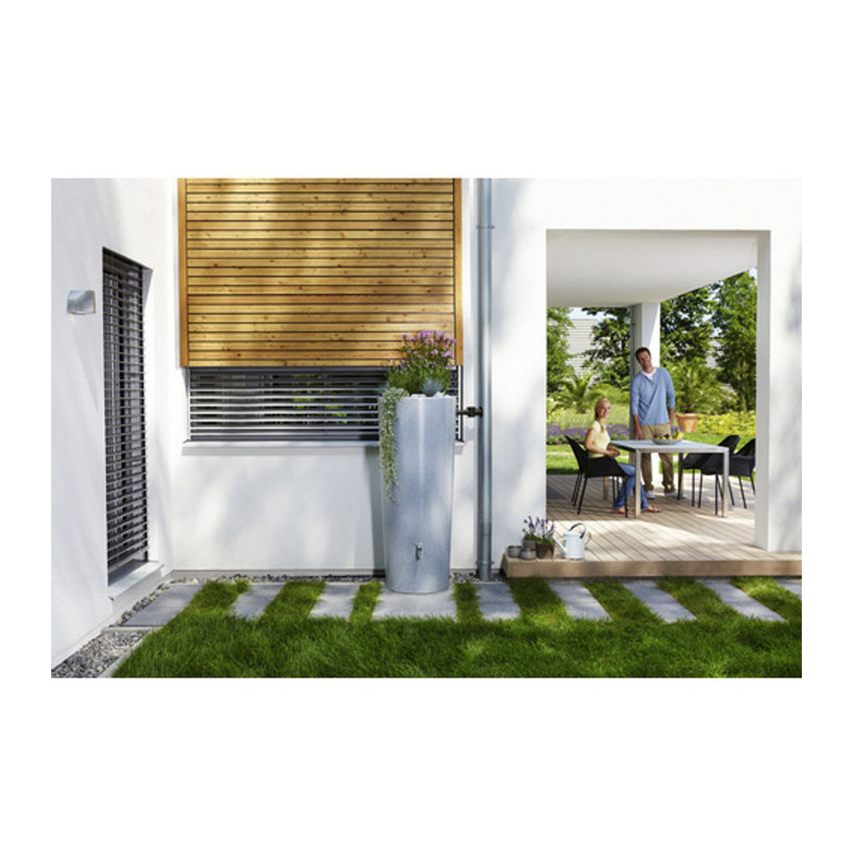 Garantia Regenspeicher Stone 2in1 mit integrierter Pflanzschale 350 Liter in Lava und Silver - Bild 1