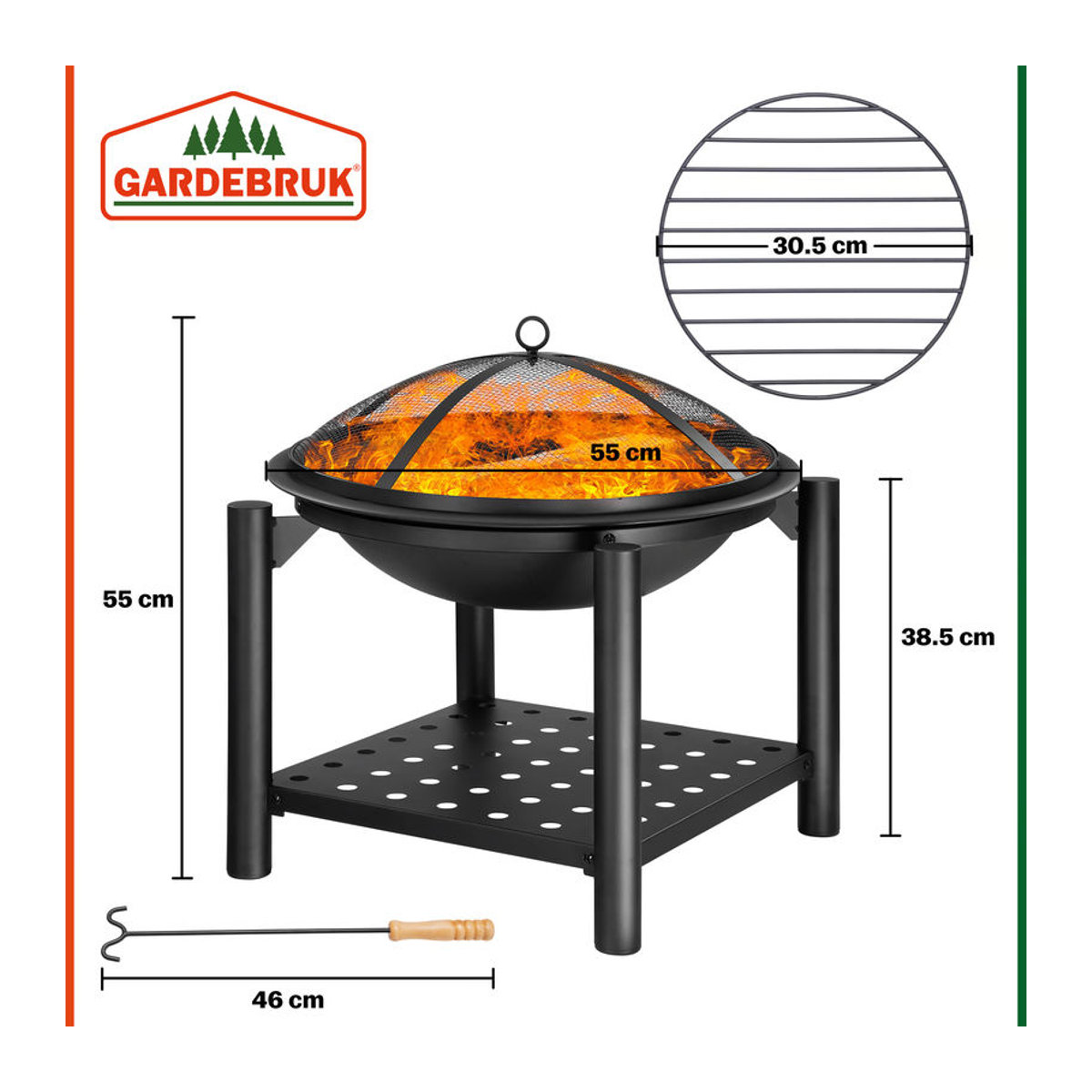 Gardebruk Feuerschale aus Stahl in Schwarz mit Durchmesser: 55 cm - Bild 3