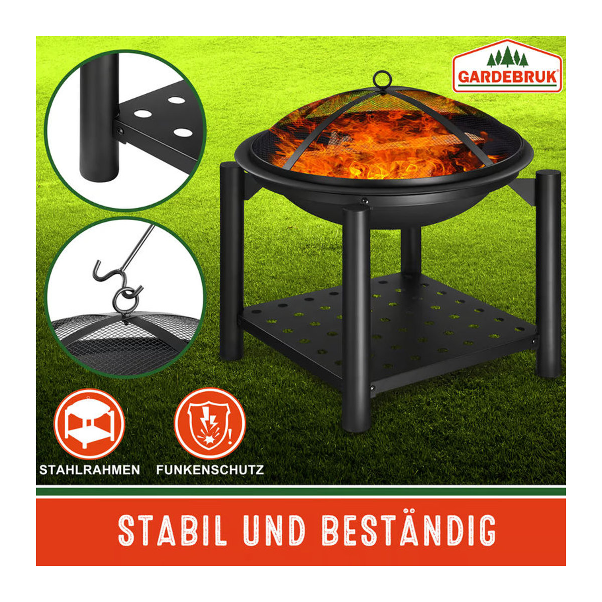 Gardebruk Feuerschale aus Stahl in Schwarz mit Durchmesser: 55 cm - Bild 4