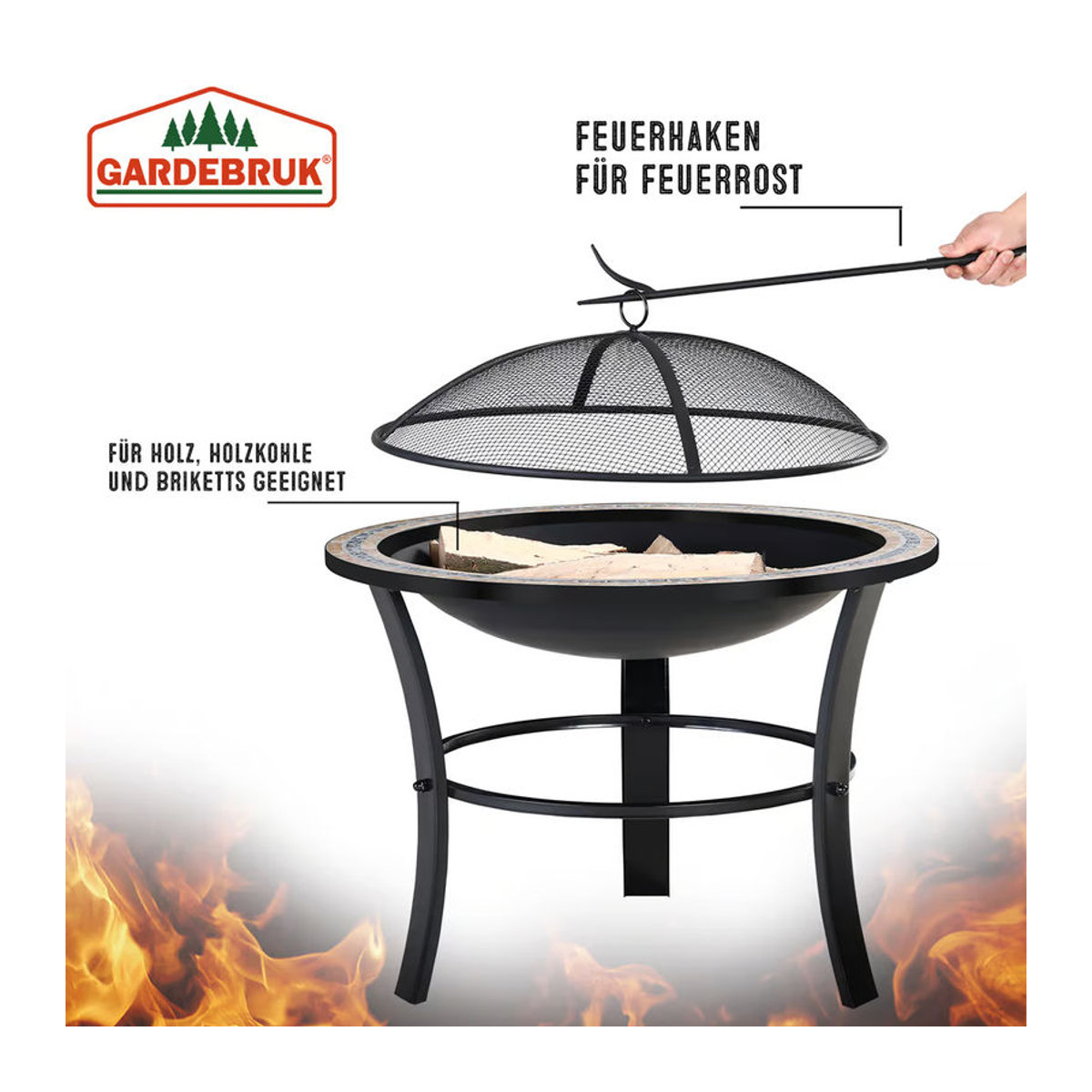 Gardebruk Feuerschale Fuego Mosaik aus Stahl in Schwarz mit Durchmesser: 76 cm - Bild 3