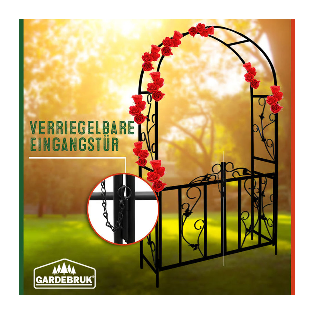 Gardebruk® Rosenbogen aus Metall in Schwarz, H x B x T: 225 x 115 x 37 cm - Bild 2