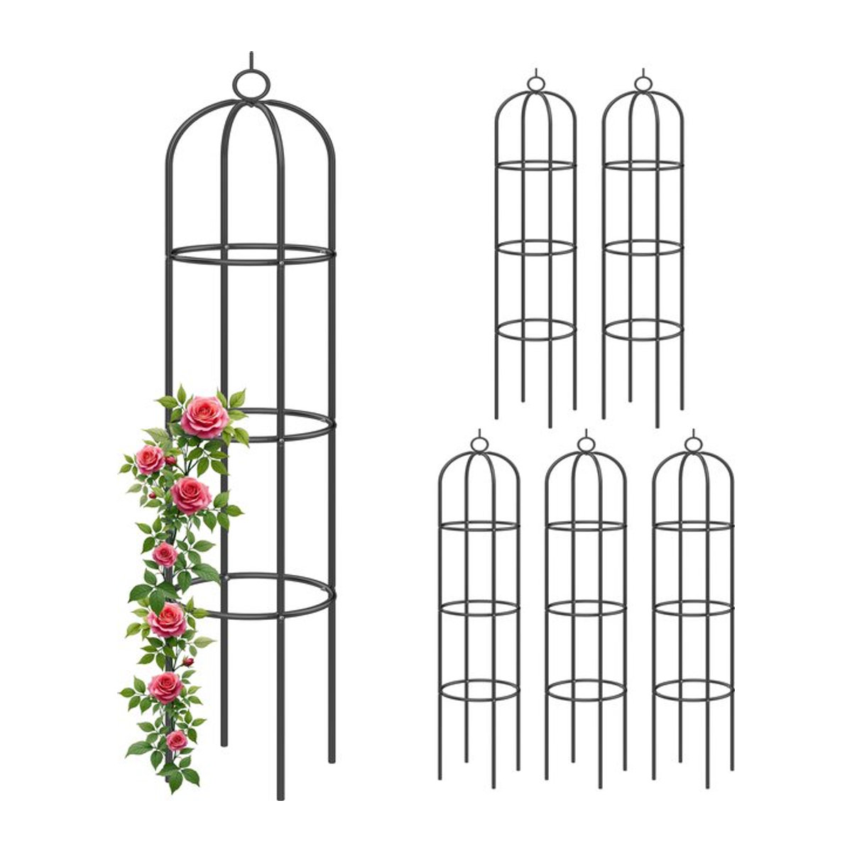 Gardebruk Rosensäule 6er-Set aus Metall in Schwarz, Höhe: 200 cm, Breite: 40 cm - Bild 1
