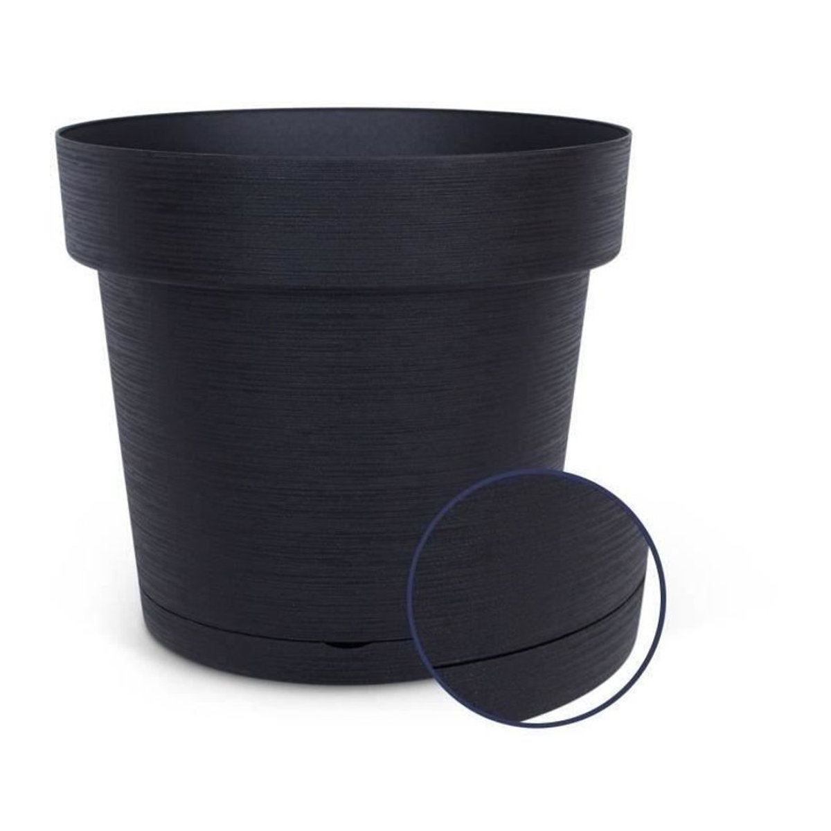GARDEN ID Glamour Wasserauffangtopf Anthrazit 40 cm mit körniger Oberfläche für innen und außen - Bild 2