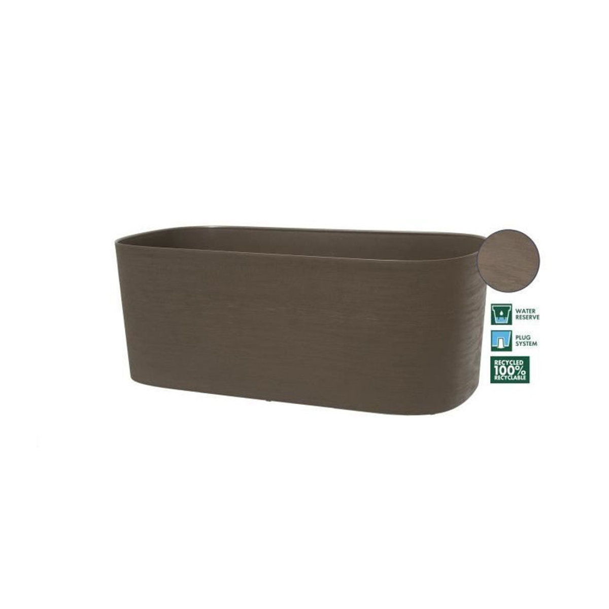 GARDEN ID Respect Pflanzkübel mit Wasserreservoir in Taupe meliert, rechteckig, B: 50 cm, T: 17 cm - Bild 2