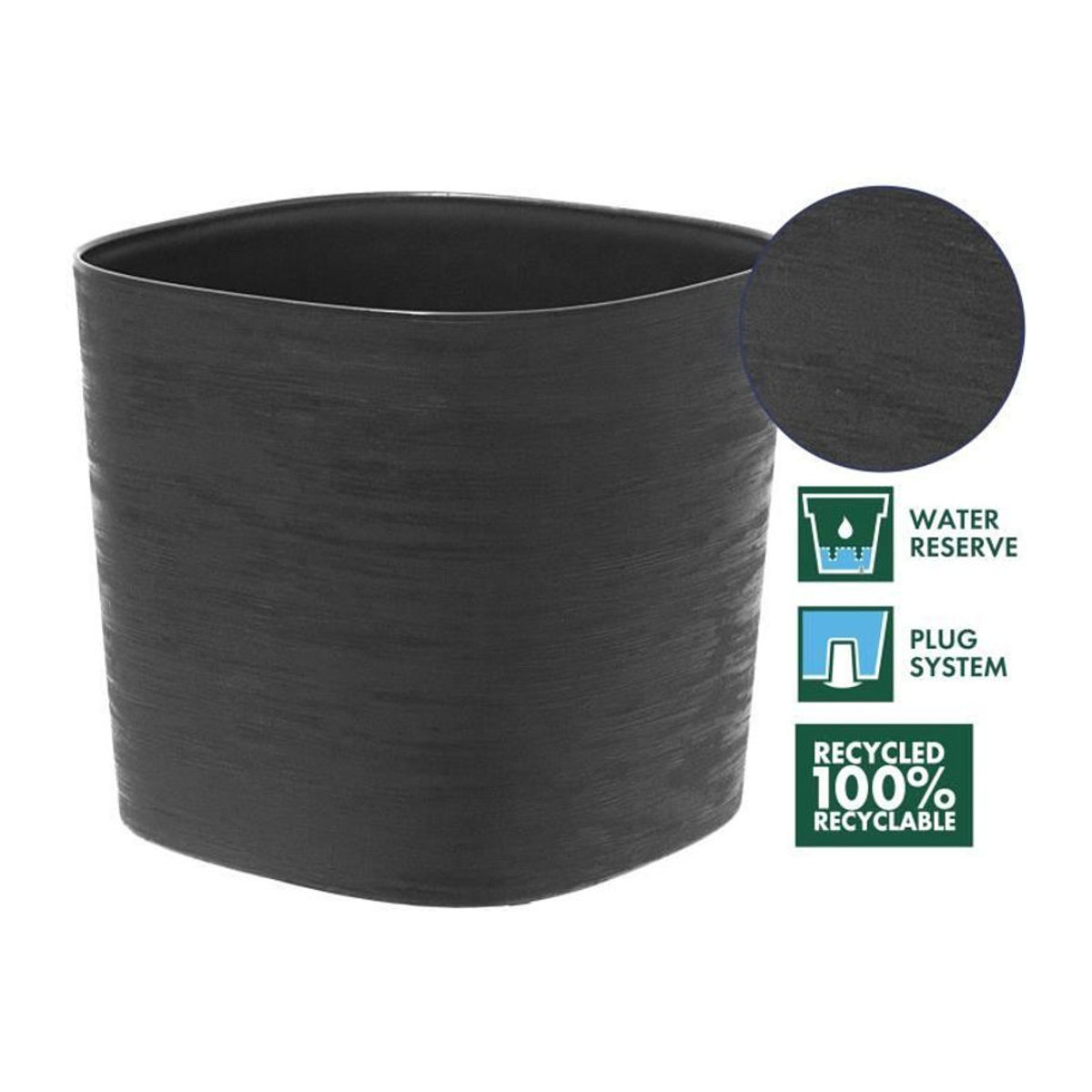 GARDEN ID Respect Pflanztopf mit Wasserreservoir in Schwarz-Anthrazit B/T/H: 25 x 25 x 25 cm - Bild 2
