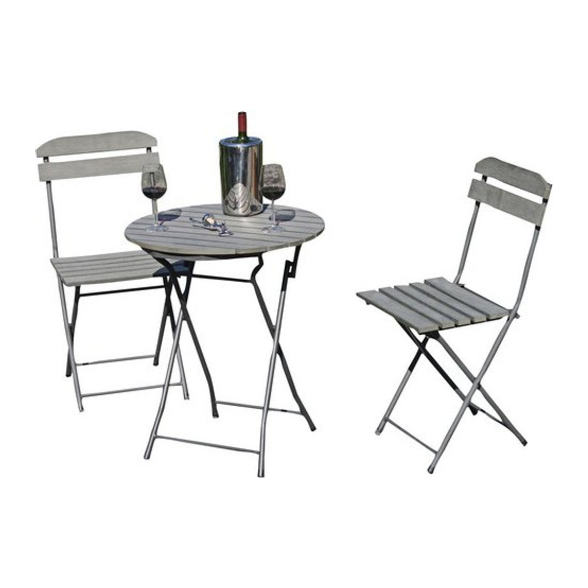 GARDEN PLEASURE Balkonmöbelset LUGO 3-teilig aus Metall in Grau, Modernes Design - Bild 2