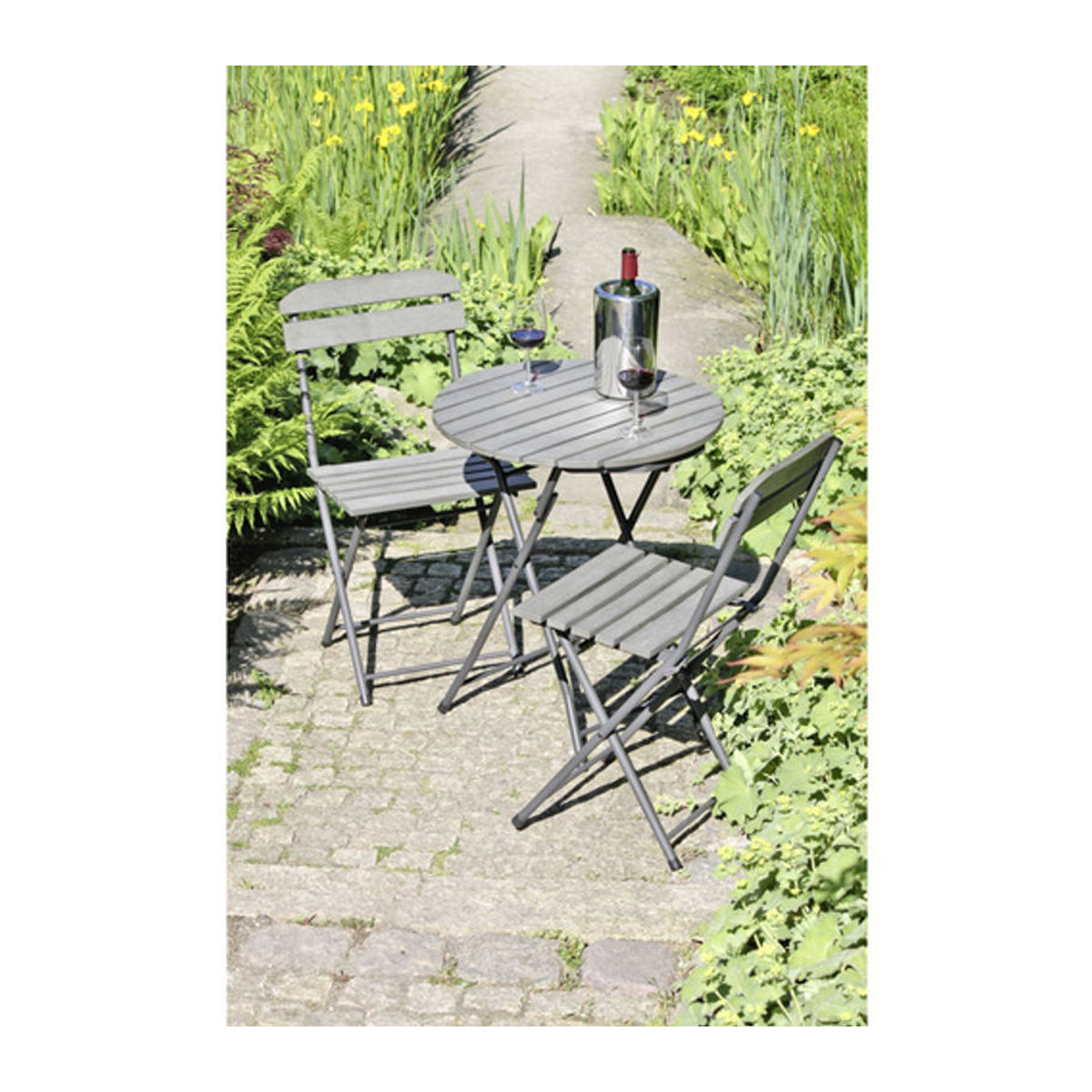 GARDEN PLEASURE Balkonmöbelset LUGO 3-teilig aus Metall in Grau, Modernes Design - Bild 3