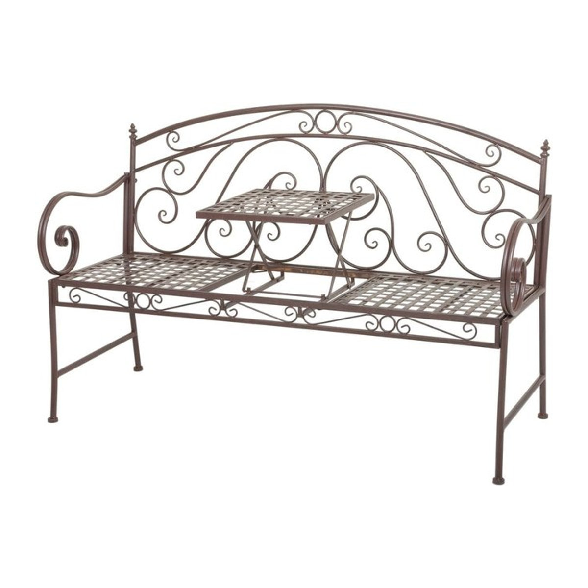 Garden Pleasure Bank SAKET aus Metall mit hochklappbarem Tisch in Braun, B/H/T: 148 x 96 x 55 cm - Bild 1