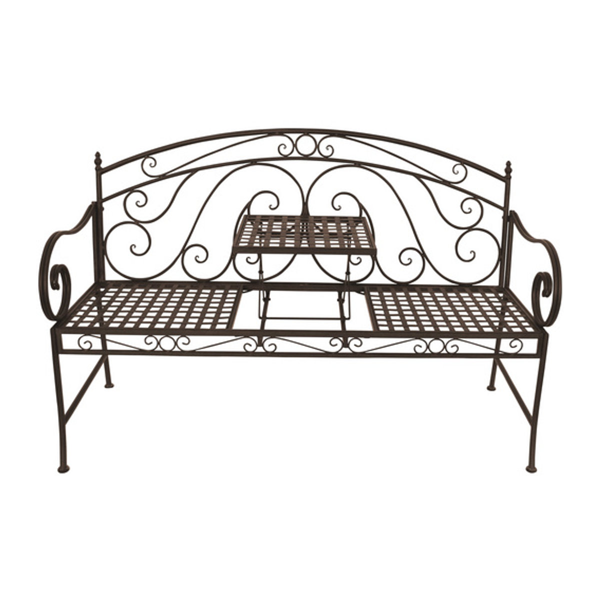 Garden Pleasure Bank SAKET aus Metall mit hochklappbarem Tisch in Braun, B/H/T: 148 x 96 x 55 cm - Bild 4