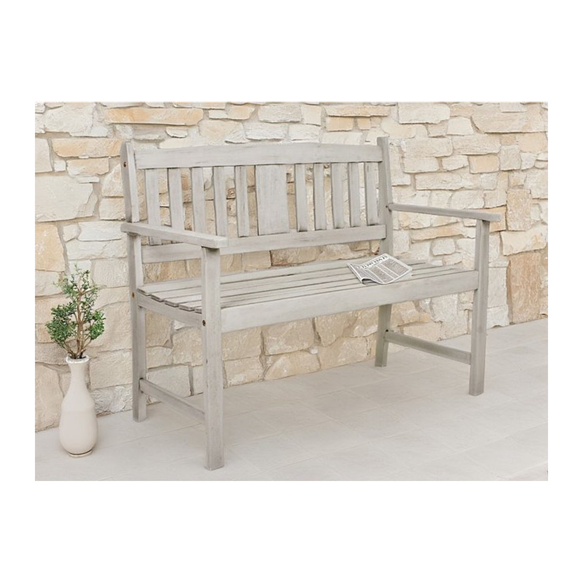 GARDEN PLEASURE Gartenbank aus Eukalyptusholz in Grau, B/H/T: 110 x 86 x 56,5 cm - Bild 1
