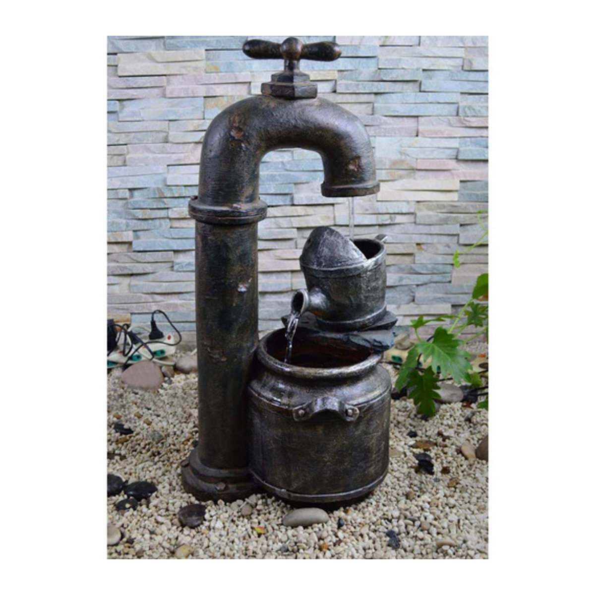 GARDEN PLEASURE Gartenbrunnen APOLLON aus Polyresin in Bunt und Anthrazit inklusive Pumpe - Bild 2