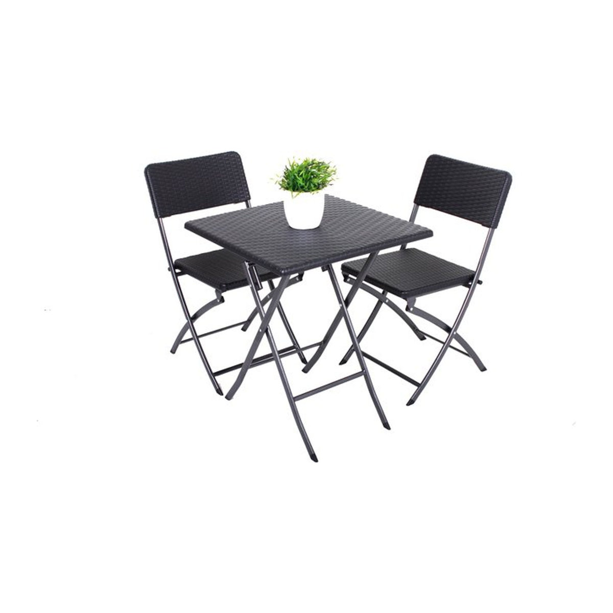 Garden Pleasure Gartenmöbel-Set Ventana aus Polyrattan, 3-teilig, Schwarz - Bild 1