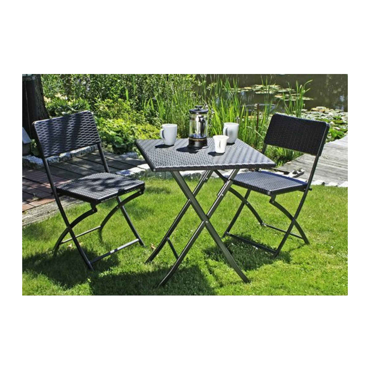Garden Pleasure Gartenmöbel-Set Ventana aus Polyrattan, 3-teilig, Schwarz - Bild 2