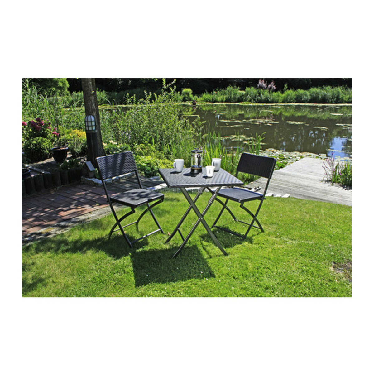 Garden Pleasure Gartenmöbel-Set Ventana aus Polyrattan, 3-teilig, Schwarz - Bild 4