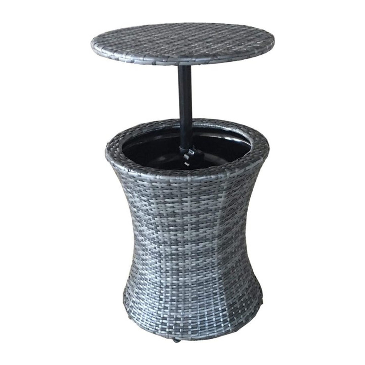 GARDEN PLEASURE Gartentisch MUMBAI Beistelltisch rund mit Getränkekühler aus Stahl und Polyrattan in Grau, Durchmesser: 45 cm - Bild 1
