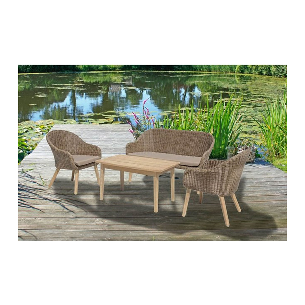 Garden Pleasure Lounge-Gruppe PUEBLO 4-teilig aus Polyrattan in Braun - Bild 1